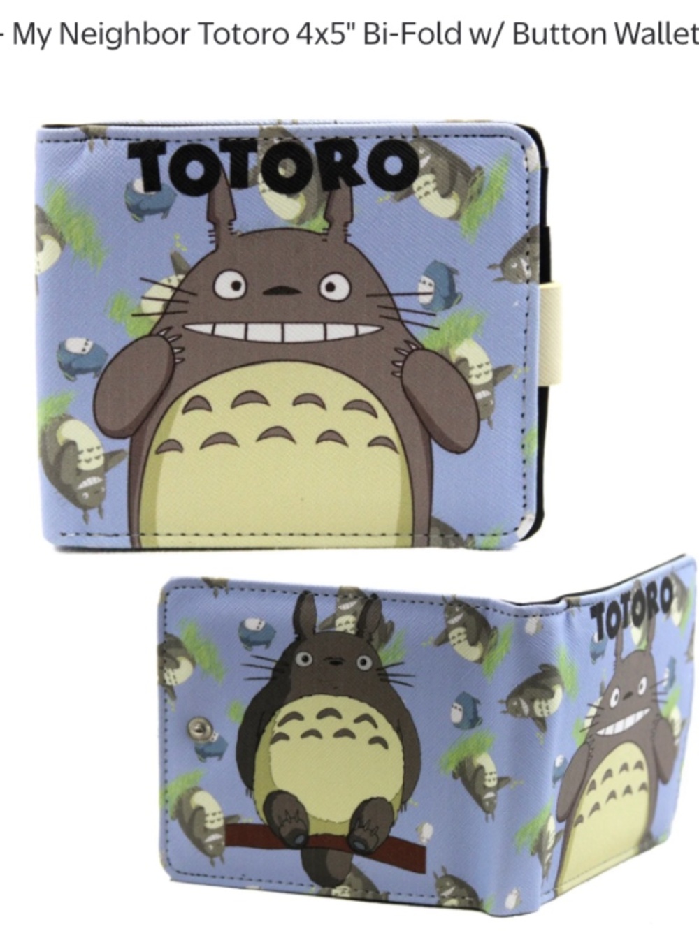 NEW Totoro 4x5" Bi-Fold w/ Button Wallet